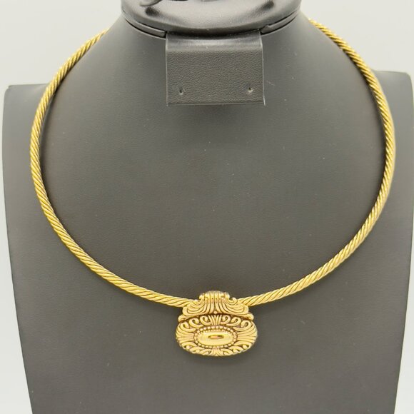 Premiere Designs Gold-Tone Twisted Wire Necklace With Ornate Pendant - Picture 3 of 13